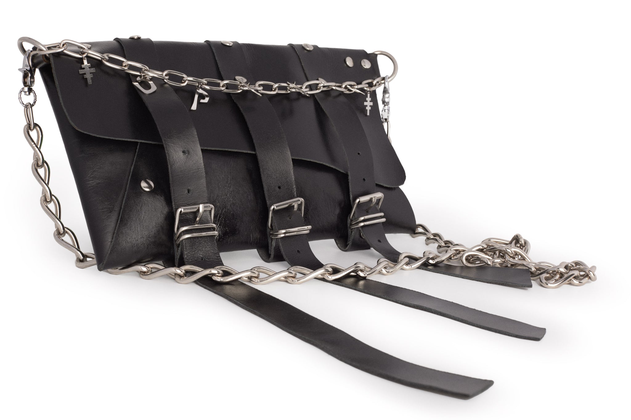 LILITH III- BLACK ENVELOPE BAG WITH STRAPS